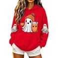 thumbnail image 2 of Ovbmpzd Red Womens Halloween Sweatshirts Graphic Hooded Oversized Hoodie Casual Long Sleeve Tops,XXL, 2 of 5