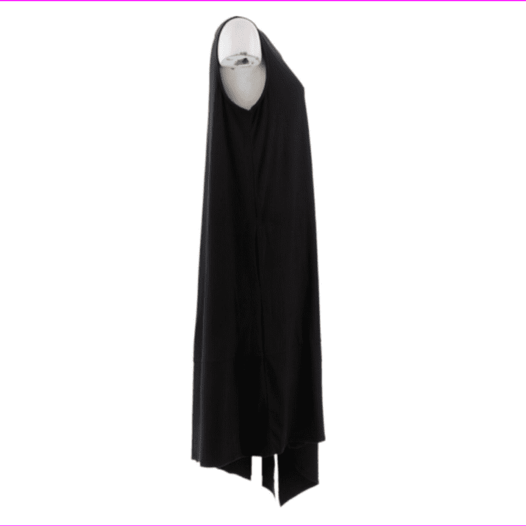Cuddl Duds Flexwear Asymmetric Dress with Pockets, Black, M