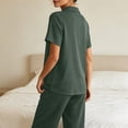 thumbnail image 5 of QIYAGBSA Womens Pajama Sets Soft Cotton Short Sleeve Button Down Top and Pants Sleepwear (Green, XL), 5 of 8