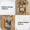 thumbnail image 5 of LEFHDA 78" Tall Bookshelf, Arched Bookcase with Drawers, Boho 6-Tier Bookshelf with Storage, Rattan Open Display Storage Shelf Bookshelf for Living Room Bedroom & Classroom(Oak), 5 of 7