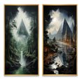 thumbnail image 2 of Designart "Monochrome Enigma of the Pyramid" Egypt Framed Wall Art Set Of 2 - Green Landscapes Gallery Wall Frame Set For Home Decor, 2 of 7