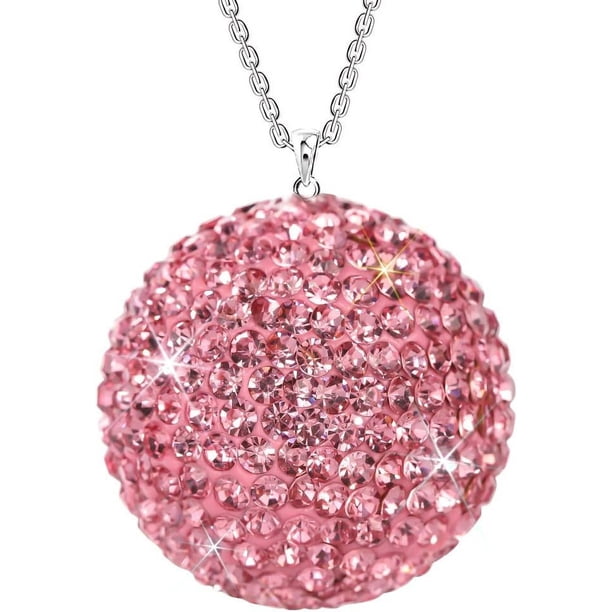 Adorno para espejo retrovisor de coche, bola de la suerte colgante de cristal navideño, accesorio ostentoso para coche para mujer, abalorio de diamantes de imitación, decoración para coche