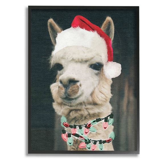 The Stupell Home Decor Collection Christmas Llama Framed Wall Art