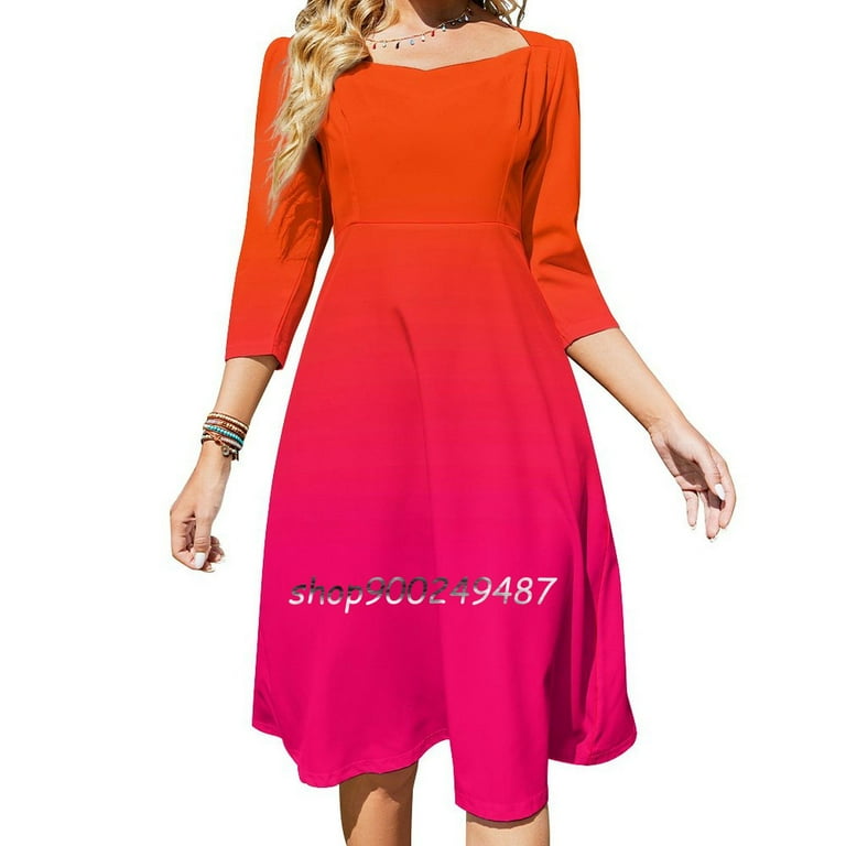 Neon Orange And Neon Pink Ombre Shade Color Fade Evening Party