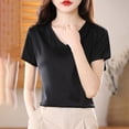 thumbnail image 2 of Timegard Tops for Women Summer V Neck Comfy Solid Color Loose Tee Casual Short Sleeve Shirts Blouse, 2 of 6