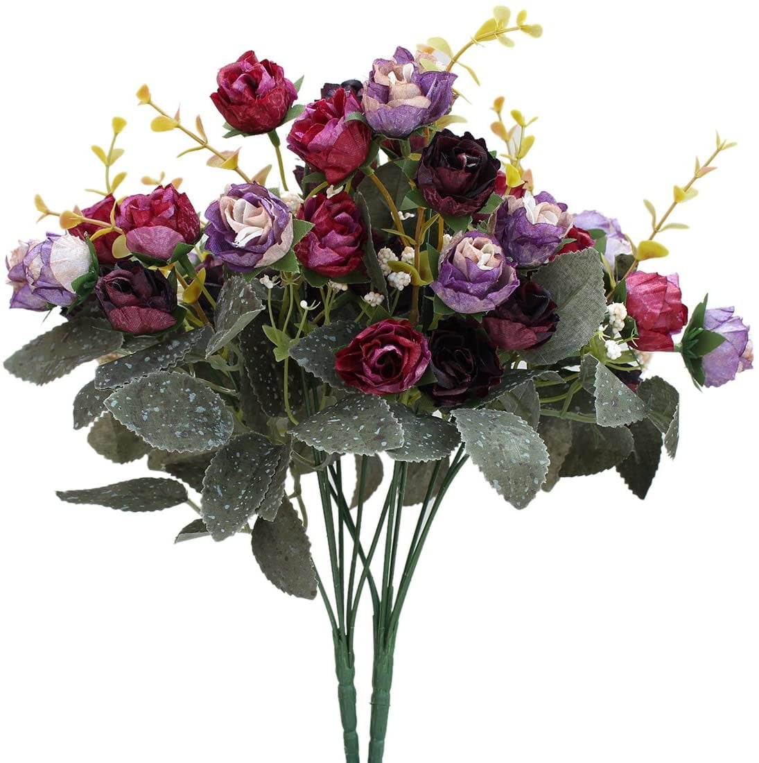 21 Head Artifical Plastic Rose Silk Flower Wedding Bouquet Home Office Decor 