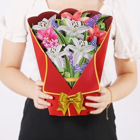 Lily Flower Bouquet Pop Up Greeting Cards, Forever Flower Bouquet 3D ...