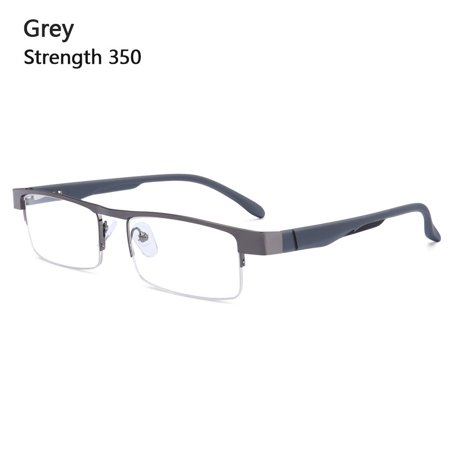 Office School Half Frame Eye Protection Portable Ultra Light Frame Business Reading Glasses Anti-Blue Light Glasses Computer Goggles GREY STRENGTH 350