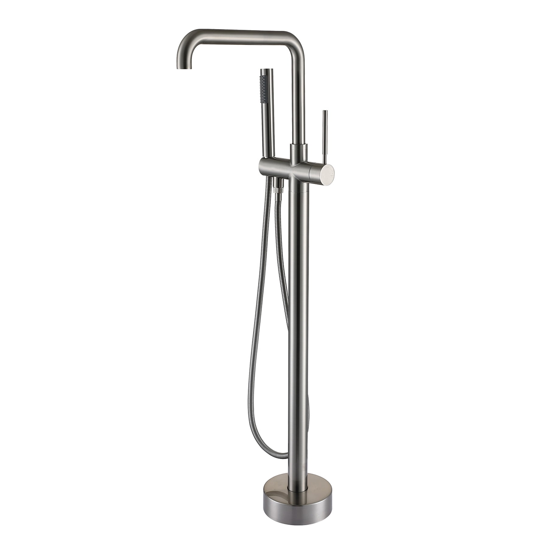 Freestanding Bathtub Faucet, Floor Mount Bathtub Faucet with 2 Water Outlet Modes, Sivwel Gooseneck Spout with Hand Shower,Stainless steel Single Handle Tub Filler Freestanding Bathtub Faucet, r