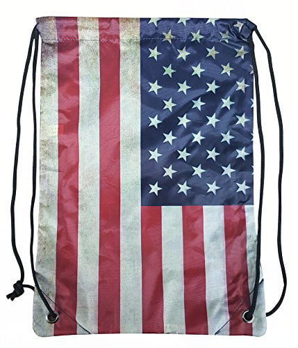 Drawstring Backpack American Canadian Flag Gym Bag