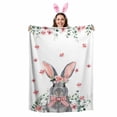 thumbnail image 2 of Throw Blanket Fleece Throw Blanket 50x80in, Easter Rabbits Pink Flowers Soft Lightweight Bed Blankets Eucalyptus Leaves Fuzzy Couch Blankets for All Season, 2 of 9