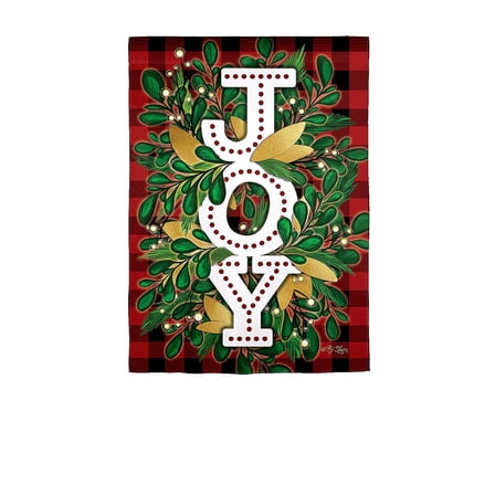 Holiday Joy Burlap Garden Flag
