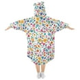 thumbnail image 2 of Dailycode Wearable Blanket Hoodie Oversized Sherpa Flannel Blankets with Pocket for 3-14 Year Old Small Colorful Flowers, 2 of 7