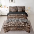 thumbnail image 2 of Castle Fairy Brown Leopard Print Twin Bedding Sets,Patchwork Bedding Comforter Set, 2 of 8