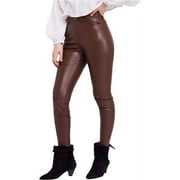 Free People Womens Faux Leather Casual Trouser Pants, Brown, 28