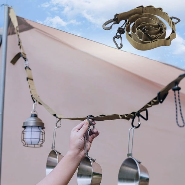 Cordón para acampar al aire libre, cuerda decorativa, tendedero resistente al viento, eslabón multifuncional, tela de nailon duradera, para senderismo, fácil almacenamiento, equipo de