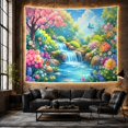 thumbnail image 6 of Cascading Waterfall with Cherry Blossoms in a Lush Garden, Whimsical Watercolor for Nature Lovers, Botanical Wall Art, Housewarming Gift, Tapestry Wall Hanging for Bedroom and Living Room, 6 of 7