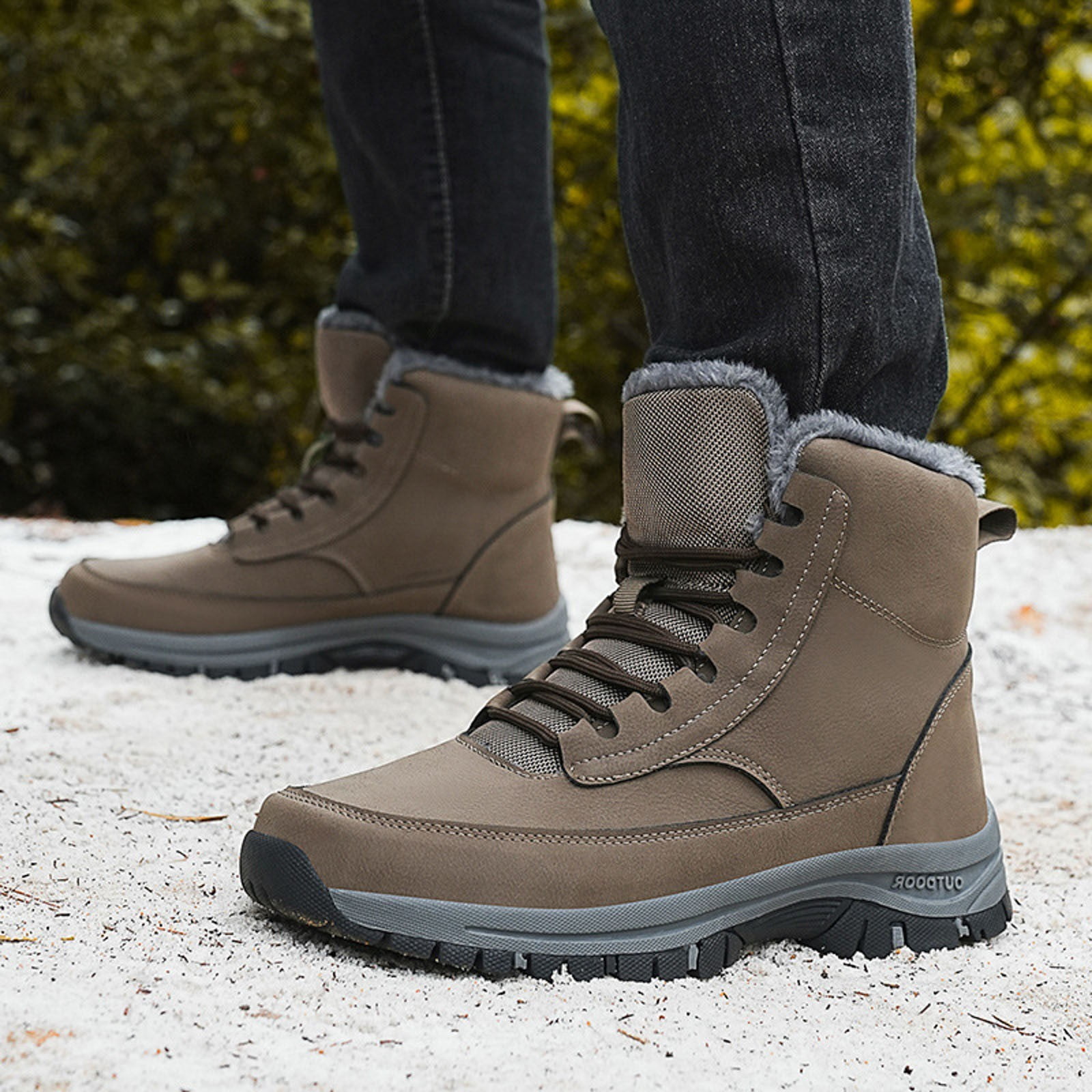 gdxvjhbj Mens Snow Boots Wide Winter Hike Footwear Barefoot 
