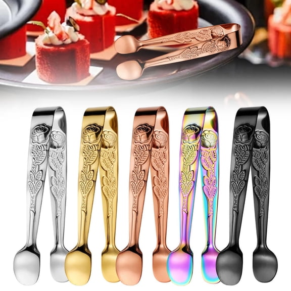 CozeLy Small Sugar Tongs 4.13 Inch Mini Stainless Steel Kitchen Tongs Serving Tongs for Tea Coffee Bar Desserts Sugar Cubes and Buffet