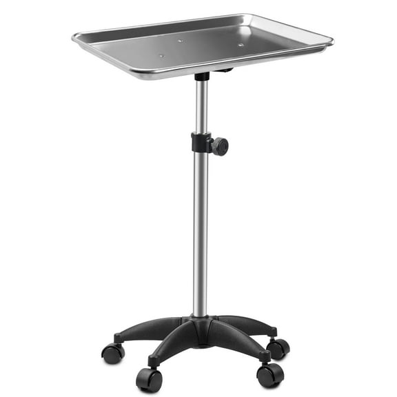 Salon Tray On Wheels Tattoo Tray Rolling Trolley Adjustable Height Storage Utility Cart for Clinic Spa Rolling Tray (Silver)