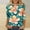 Green#1, variant on Plus Size 3/4 Sleeve Tops for Women,Women Vacation Style Floral Leisure Print Round Neck Three Quarter Sleeve 3/4 Sleeve T-shirt Loose Khaki XXXXXL