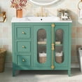thumbnail image 3 of Harper & Bright Designs 36" Bathroom Vanity Sink Combo with Storage , Wood Bathroom Floor Cabinet with Drawers and Soft Close Doors, Lake Green, 3 of 19