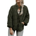 thumbnail image 1 of ITFABS Women Stand Collar Long Sleeve Solid Color Full Zip Quilted Jackets, 1 of 5