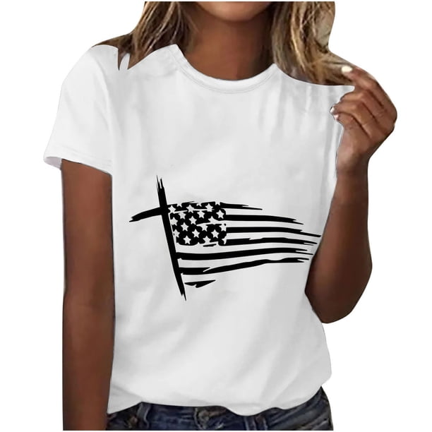 Fiudx Liquidación de Ofertas Flash Camisas de Manga Corta para Mujer, Estilo Independiente, para Mujer