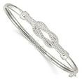 thumbnail image 3 of Sterling Silver Textured Love Knot Flexible White Bangle Bracelet, 3 of 5