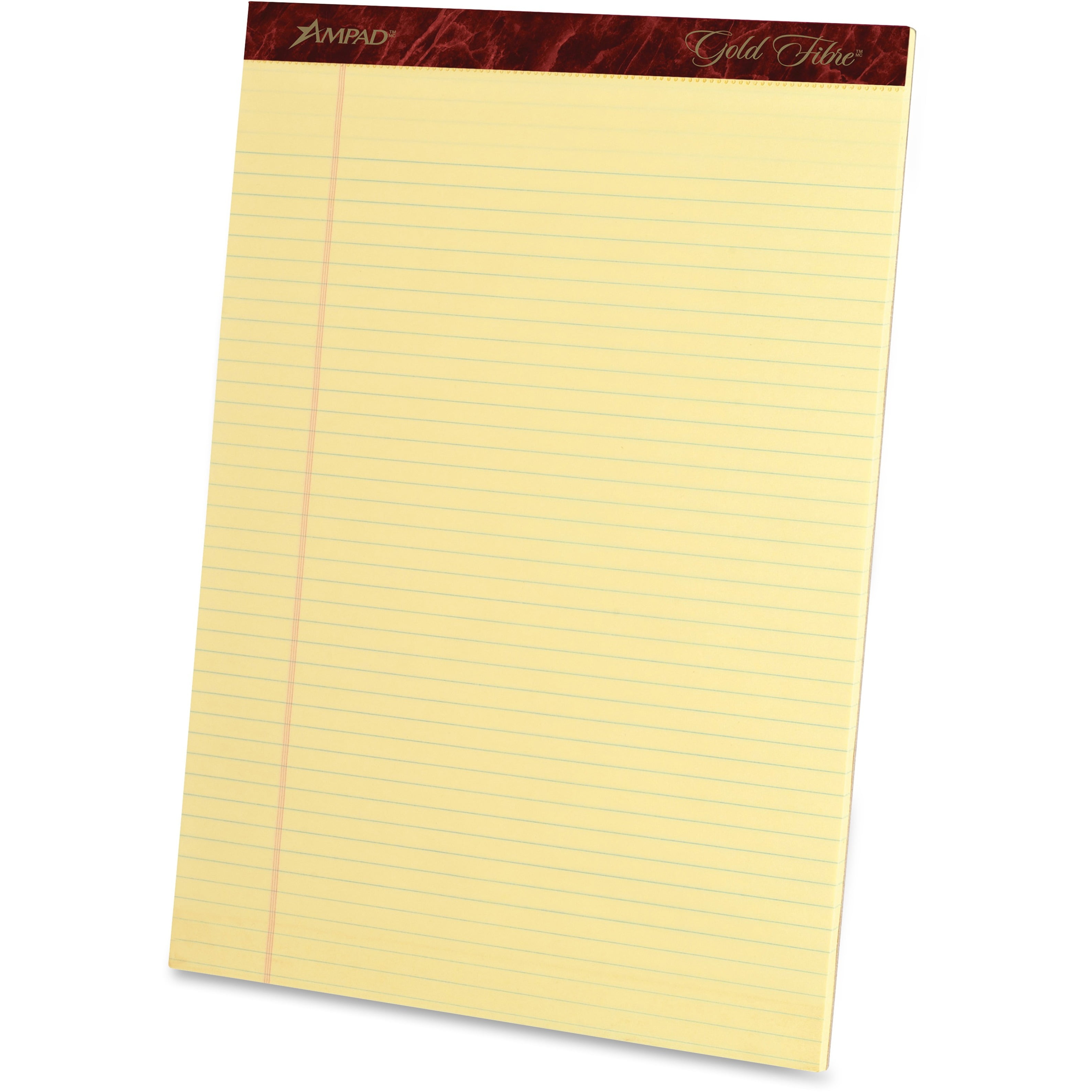 Ampad Gold Fibre Premium Narrow-ruled Writing Pad - 50 Sheet - 16 Lb - Narrow Ruled - 8.50" X 11.75" - 12 / Dozen - Canary Paper (AMP20022)