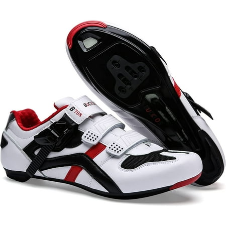 

BUCKLOS Mens Bike Shoes Cycling Shoes Compatible with Peloton Cycling Shoes Spd Precise Buckle Strap fit Spinning Shoes for SPD Look Delta Lock Pedal