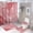 Abstract Peach Marble, variant on Shower Curtain Set Peach Striped Pattern Bathroom 4 Set with Non-Slip Rugs Toilet Lid Cover and Bath Mat Waterproof Bath Accessories for Bathroom Decor Set 72" X 72"