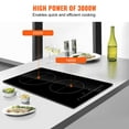 thumbnail image 3 of KFFKFF Induction Cooking Plate, Dual Burners, 12'' Magnetic Built-in Stove, 3000W Power, 9 Adjustable Heat Levels, LED Touch Display with Child Safety Lock & Overheat Protection, 3 of 9