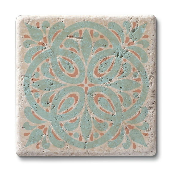 CounterArt "Aegean" 4 Pack Natural Travertine Absorbent Stone Coasters