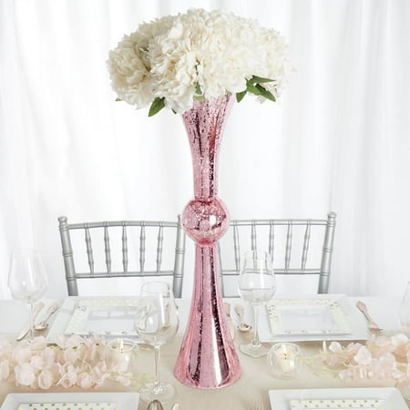 Efavormart 2 Pack | 24" Tall Rose Gold Mercury Reversible Latour Trumpet Glass Vases For Wedding ...