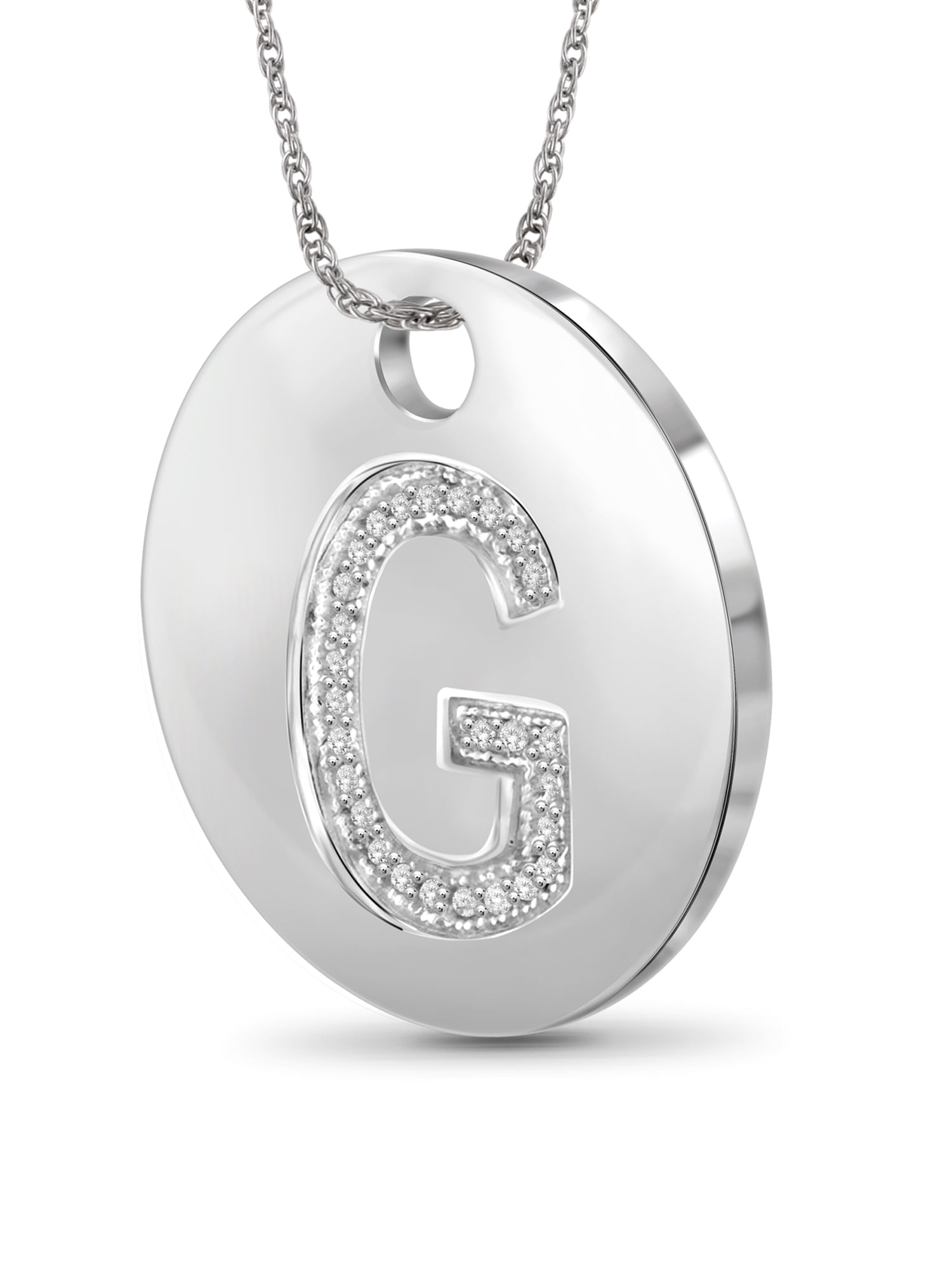 JewelersClub Accent White Diamond Initial Letter Pendant for Women | Customizable .925 Sterling Silver G Alphabet Monogram Necklaces for Girls |Capital Letters | Personalized Jewelry Gift for Her