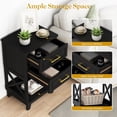 thumbnail image 6 of CozyHome Tall Nightstand Set of 1, Side Table with 2 Drawers and Open Shelf Below, Bedside Table with Solid Feet, Modern Night Stand End Table for Bedroom, Living Room, Home Office, Black, 6 of 9