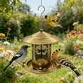 thumbnail image 3 of Metal Gazebo Bird Feeder for Outdoors - Hanging Wrought Iron Feeder with Roof for Garden & Patio, Easy to Clean & Fill, Gold Finish, 3 of 5