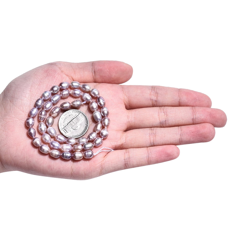 2strands Cultured Freshwater Pearl Beads Strands Rice Thistle 7.2~8x5.5~6mm Hole: 0.7~0.8mm about 44~45pcs/strand 13.58 inch(34.5cm)