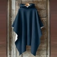 thumbnail image 2 of qolati Womens Hoodies Long Cloak Mens Unisex Lightweight Fleece Ruffle Hooded Poncho Sweater Wrap Topper Elegant Shawls Cape for Christmas Clothing Dark Blue Free Size, 2 of 6