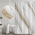 thumbnail image 5 of White Golden Marble Shower Curtain, Waterproof Shower Curtains for Bathroom, Modern Abstract Art Marble Crack Washable Fabric Bathtub Curtain Set Bath Decor with 12 Hooks Long 72"x84", 5 of 8