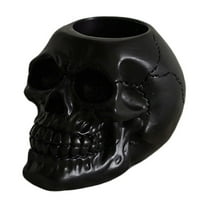 Halloween Skull Candle Holder Gothic Spooky Tealight Cup Human Skull Tealight Candle Holder Novelty Skull Bone Candlestick Halloween Home Bar Party Tabletop Decor