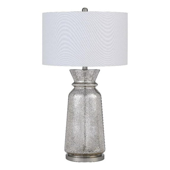 34 Inch Table Lamp Set of 2- White Shade- Glass Vase Shape and Metal Base