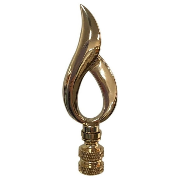 Royal Designs, Inc. Modern Flame Design Lamp Finial, F-5073PB-1, Polished Brass, Single