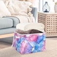 thumbnail image 3 of Yayeee Collapsible Cube Storage Bin with Lid Fabric Closet Decorative Basket with Handles, Watercolor Blue Marble Pattern, 3 of 7