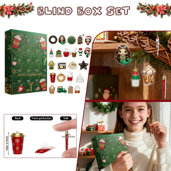 Christmas Advent Calendar 2025 Coffee Keychain - 24 Days Unique Gift Countdown Calendar Christmas Blind Box Xmas Gifts for Girls and Boys