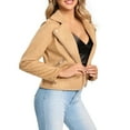 thumbnail image 3 of S P Y M Womens Faux Suede Jacket, Stretchy Moto Casual Soft Coat, 3 of 5
