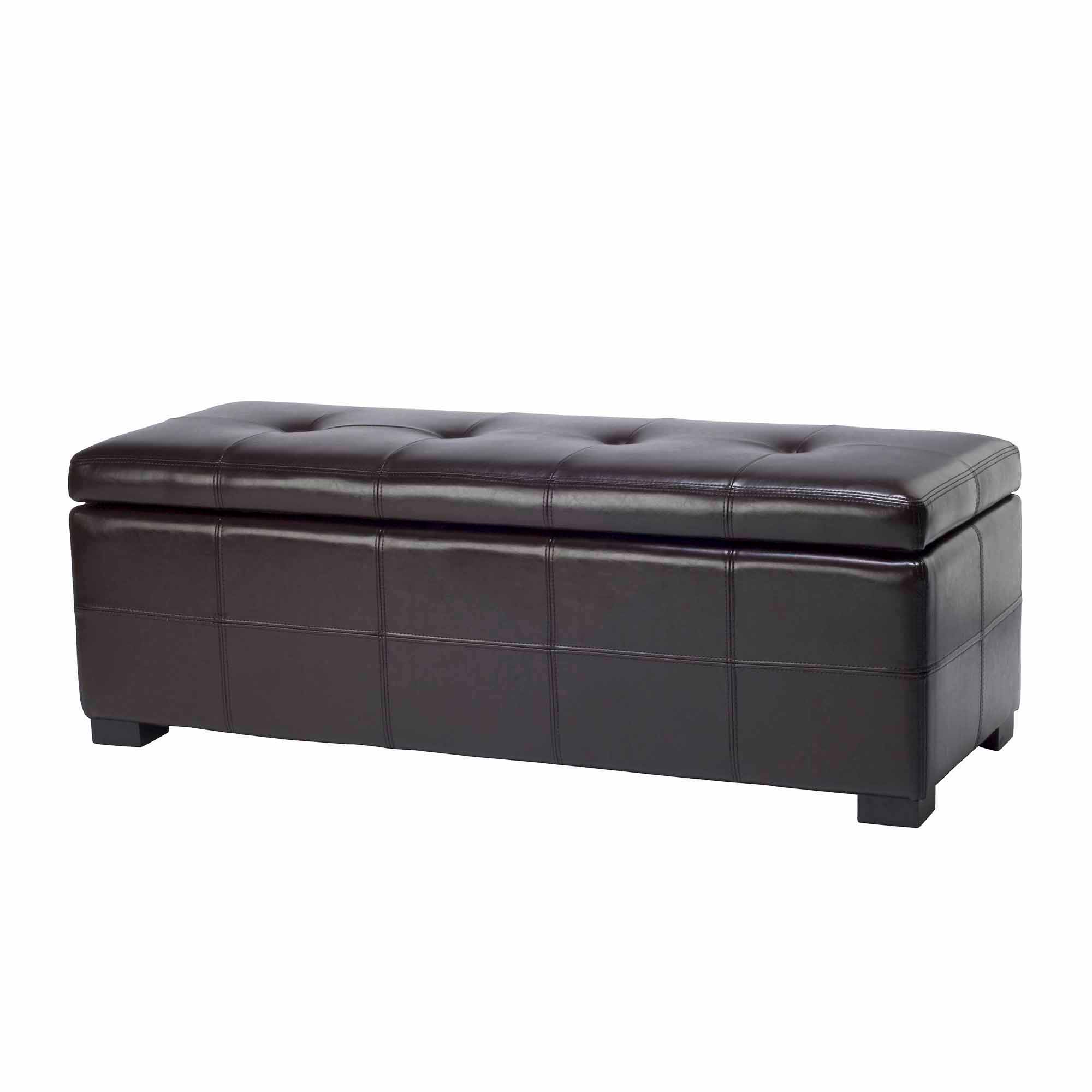 SAFAVIEH Maiden Large Rustic Flip Top Tufted Storage Bench, Brown