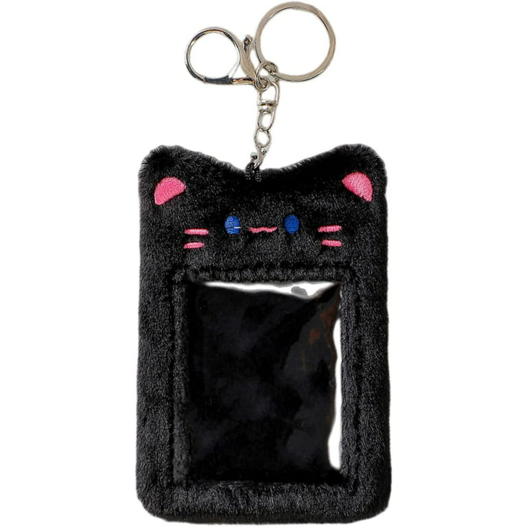 INS Plush Rabbit Photocard Holder with Keychain Cute Bear Credit ID Bank  Card Bag Idol Photo Protective Case Stationery