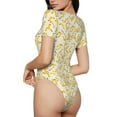 thumbnail image 3 of Yiaed Banana Print Women's Waist-Cinching Short-Sleeved Onesie,Elastic Onesiet,Snaps At Bottom,Easy To Put On And Take Off for Wome Bodysuit -Medium, 3 of 8